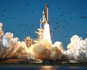STS-51L - Space Shuttle Challenger at Liftoff - Click for larger version